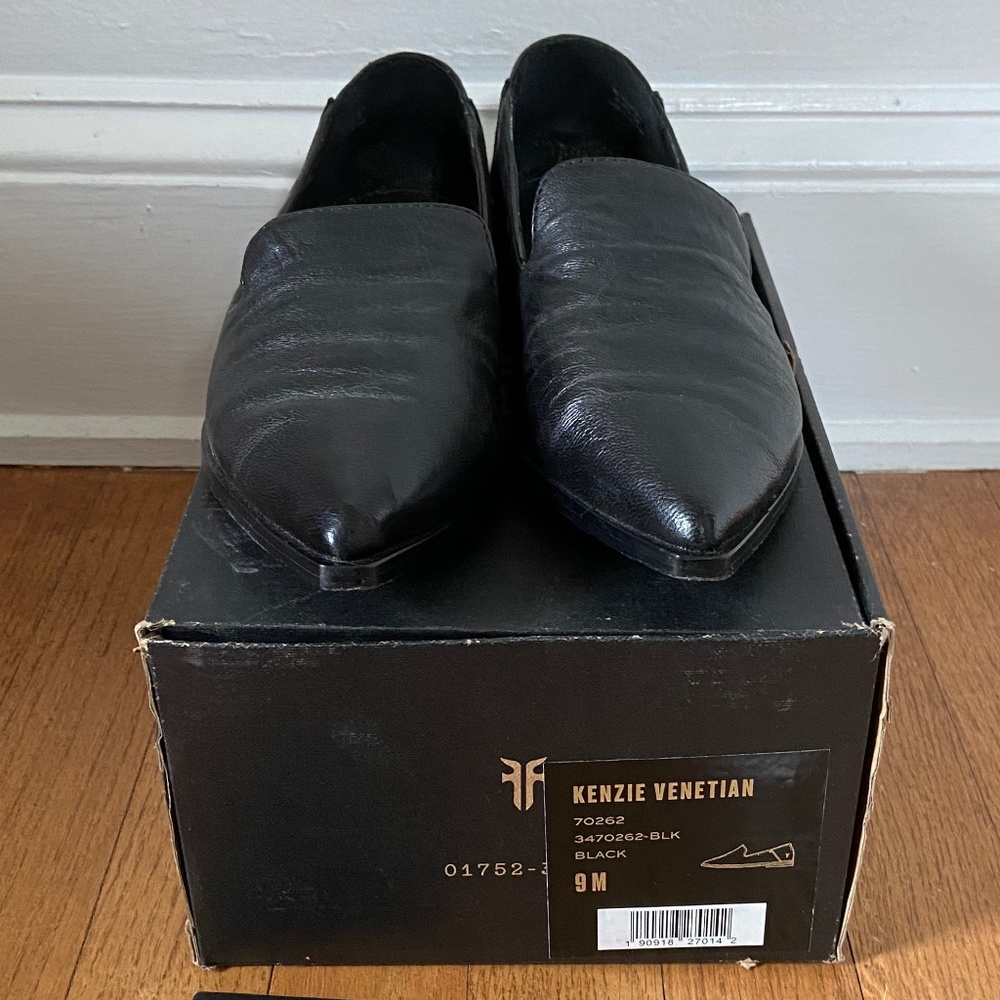 FRYE KENZIE VENETIAN, BLACK LEATHER, 9